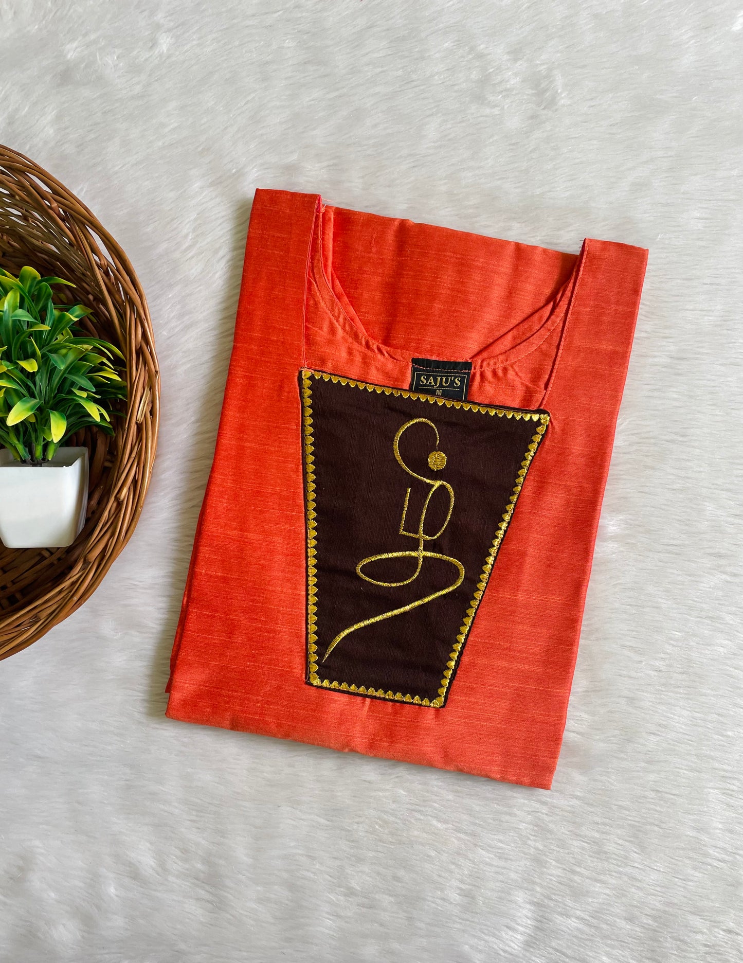 Kolam Embroidery Raw Silk Kurtis
