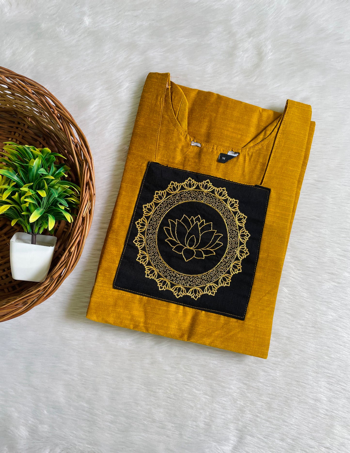 Kolam Embroidery Raw Silk Kurtis