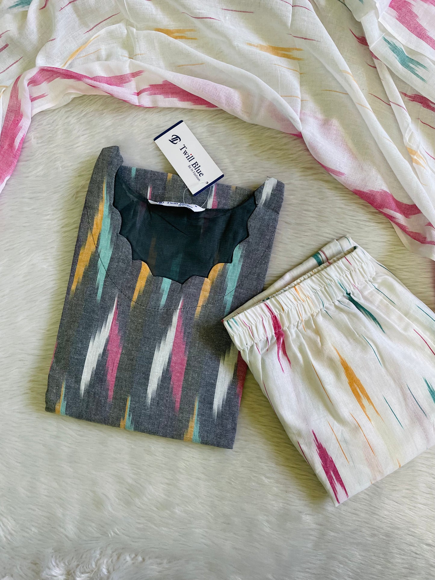 Premium Handloom Ikkat Cotton Kurta Sets (JOY031)
