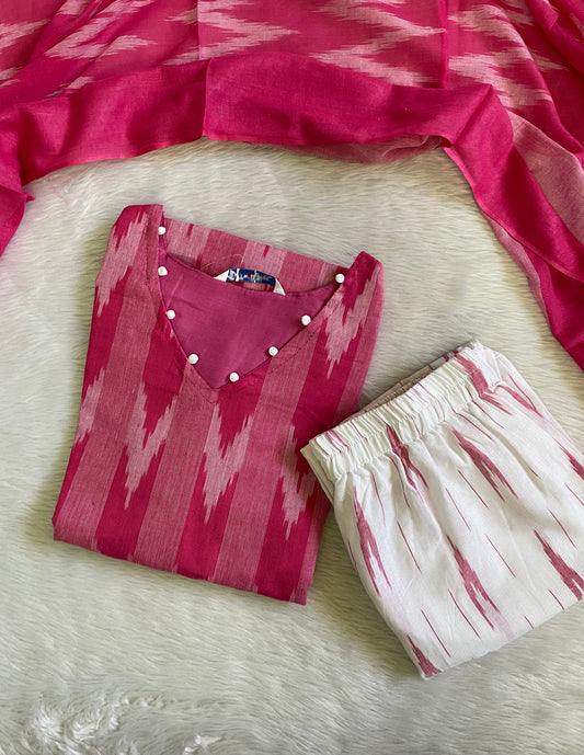 Premium Handloom Ikkat Cotton Kurta Sets (JOY031)
