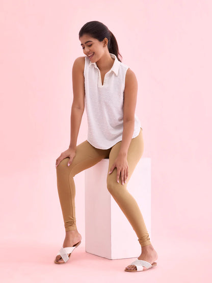 Beige || Ankle Length Leggings