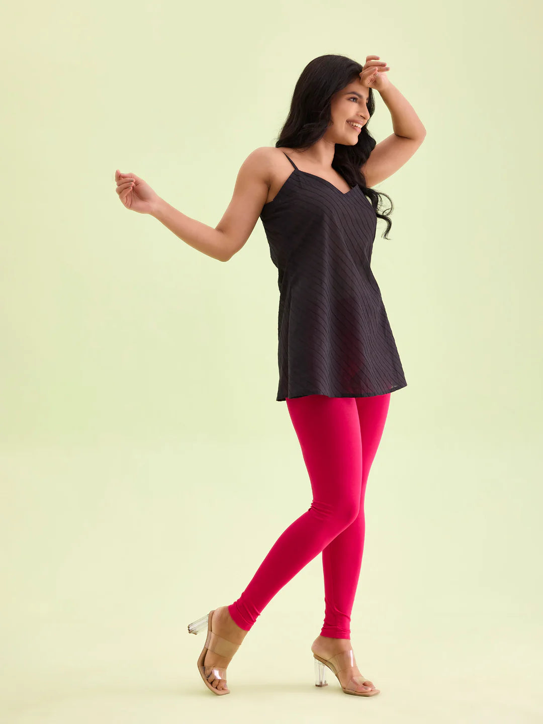Red || Ankle Length Leggings