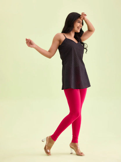 Red || Ankle Length Leggings