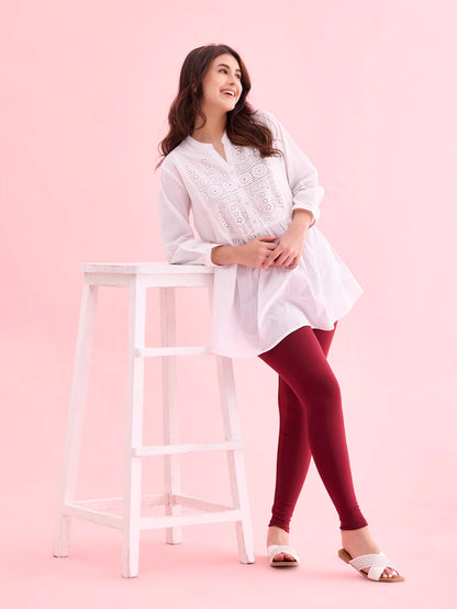 Maroon || Ankle Length Leggings
