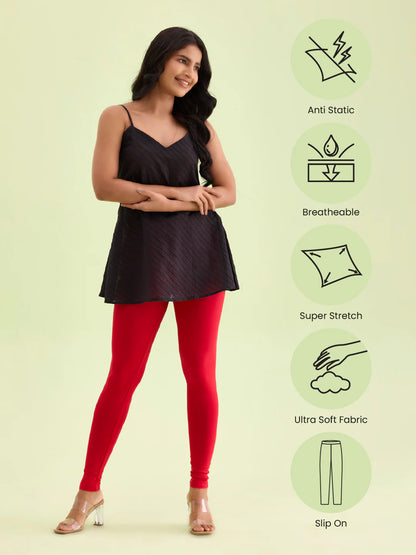 Red || Ankle Length Leggings