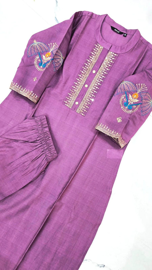 Festive Silk Hand Embroidery Co-ord Sets (JOY029)