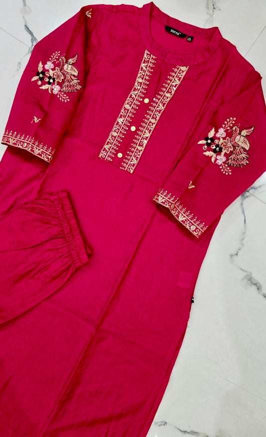 Festive Silk Hand Embroidery Co-ord Sets (JOY029)
