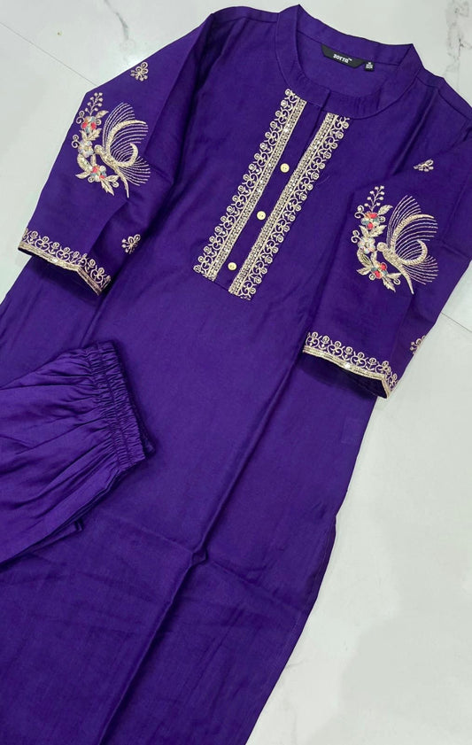 Festive Silk Hand Embroidery Co-ord Sets (JOY029)