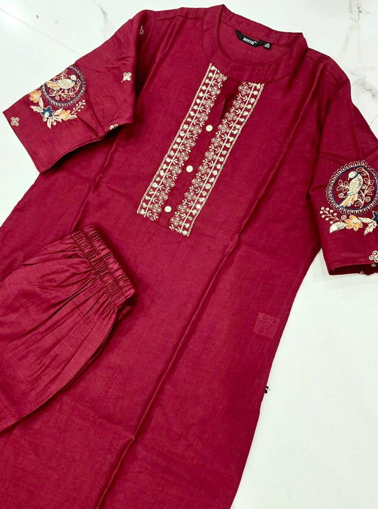 Festive Silk Hand Embroidery Co-ord Sets (JOY029)