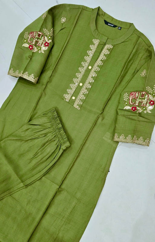 Festive Silk Hand Embroidery Co-ord Sets (JOY029)